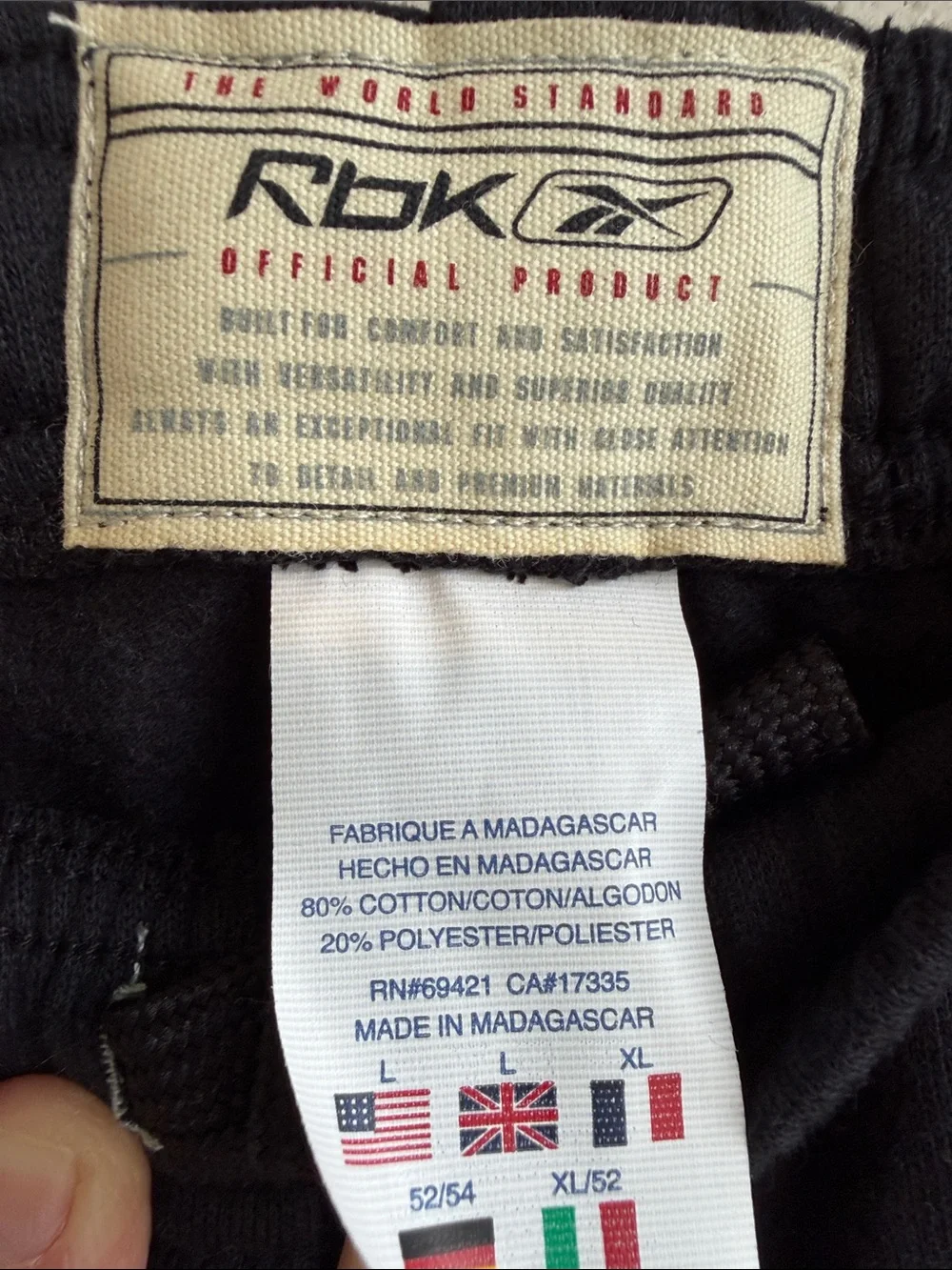 Reebok Men's NWT Black PR Heritage Fleece Joggers W/Elastic Waist & Cuff Size L